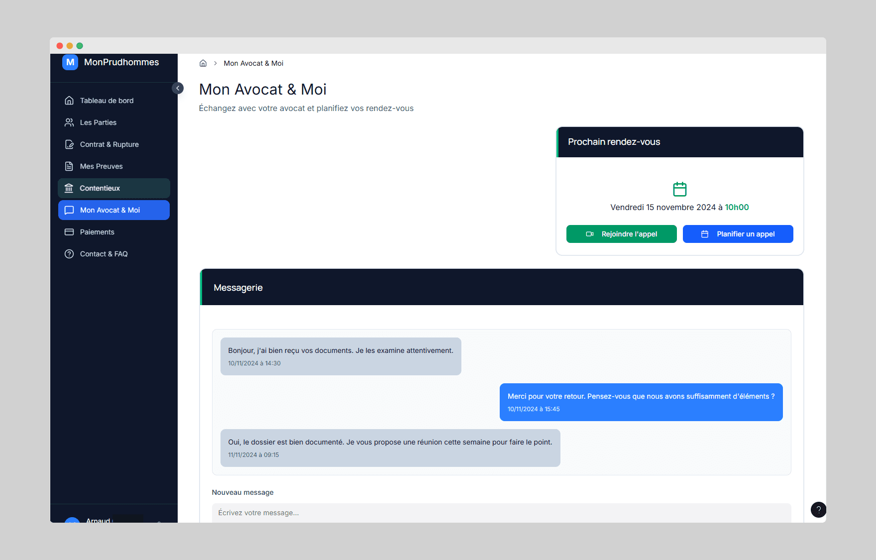 Mon Avocat & Moi - Communication avec votre avocat